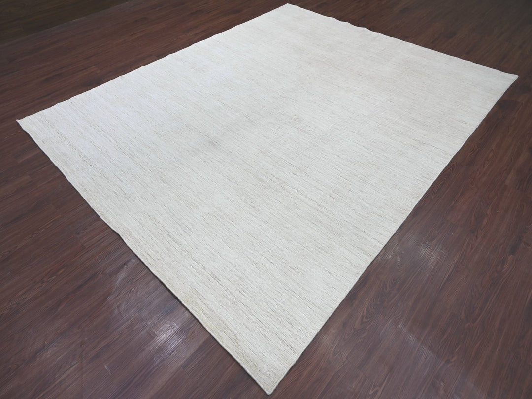7'10" x 9'7" New Hand Knotted Ivory Wool Rectangle Oriental Rug - MOA10222266