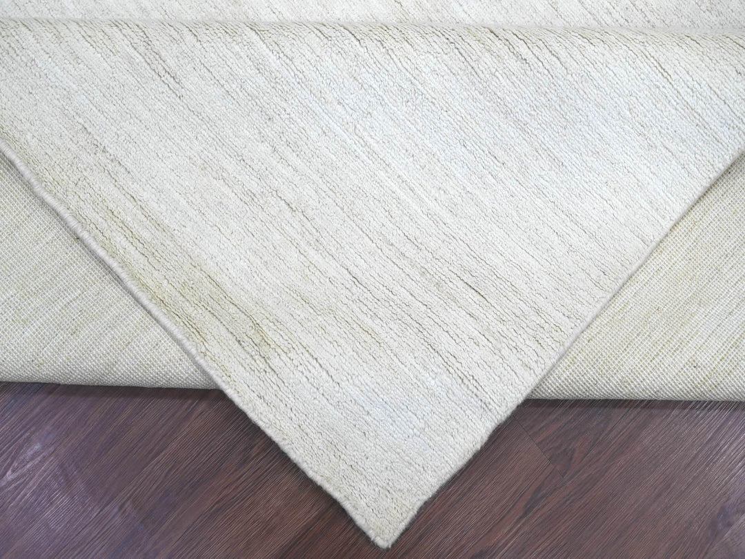7'10" x 9'7" New Hand Knotted Ivory Wool Rectangle Oriental Rug - MOA10222266