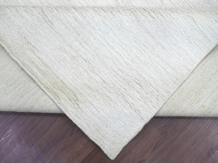 7'10" x 9'7" New Hand Knotted Ivory Wool Rectangle Oriental Rug - MOA10222266