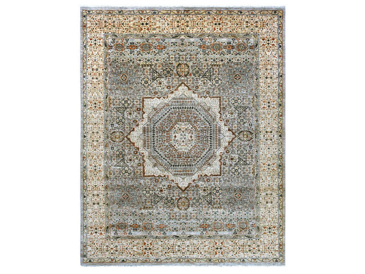 7'10" x 9'10" New Hand Knotted Grey Wool Rectangle Oriental Rug - MOA10222268