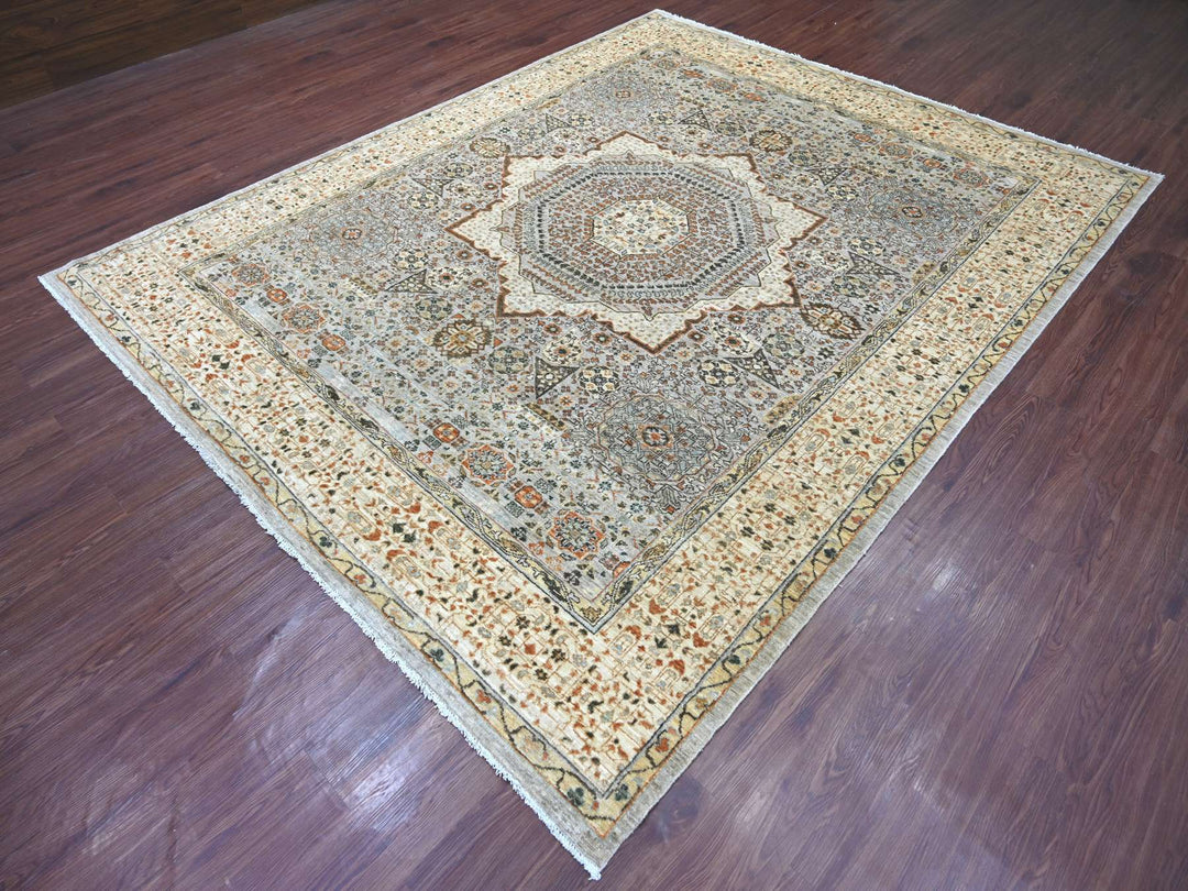 7'10" x 9'10" New Hand Knotted Grey Wool Rectangle Oriental Rug - MOA10222268