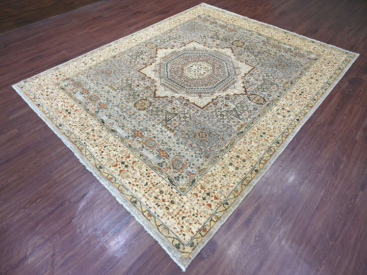 7'10" x 9'10" New Hand Knotted Grey Wool Rectangle Oriental Rug - MOA10222268