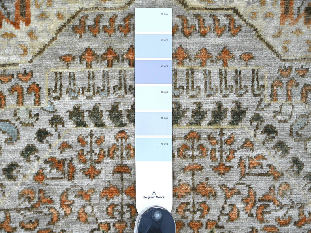 7'10" x 9'10" New Hand Knotted Grey Wool Rectangle Oriental Rug - MOA10222268