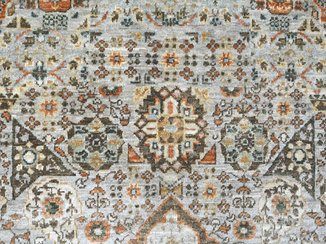 7'10" x 9'10" New Hand Knotted Grey Wool Rectangle Oriental Rug - MOA10222268
