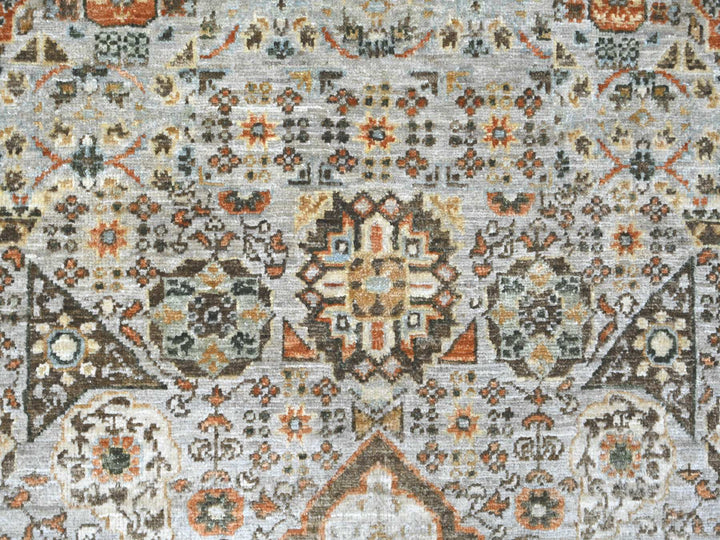 7'10" x 9'10" New Hand Knotted Grey Wool Rectangle Oriental Rug - MOA10222268