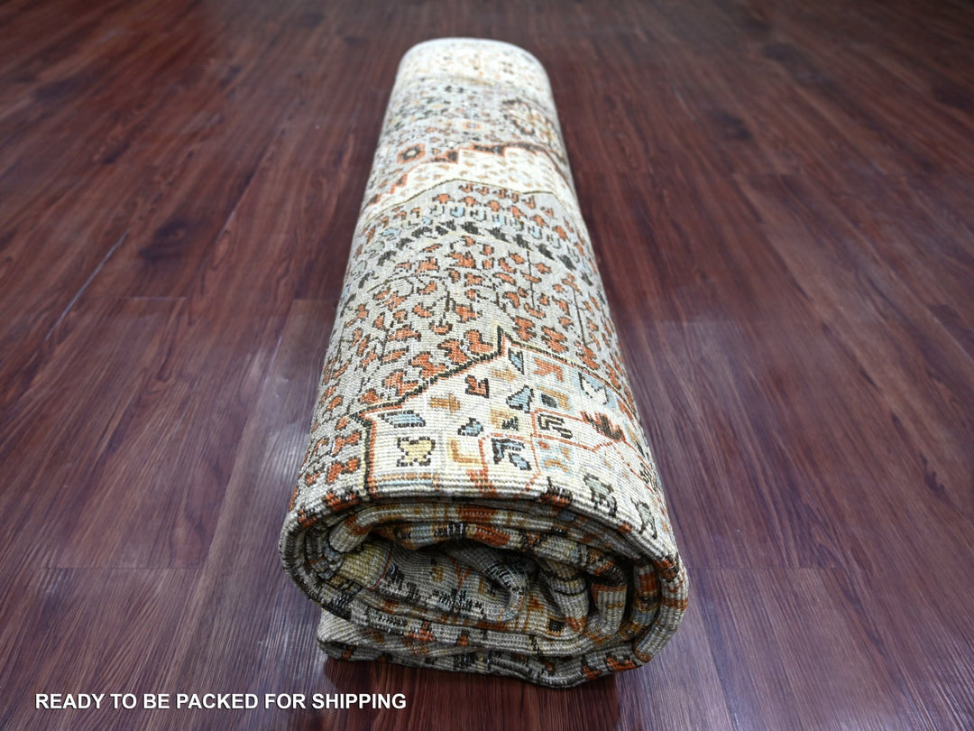 7'10" x 9'10" New Hand Knotted Grey Wool Rectangle Oriental Rug - MOA10222268
