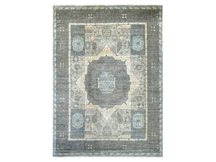 8'10" x 12'3" New Hand Knotted Ivory Wool Rectangle Oriental Rug - MOA10222269