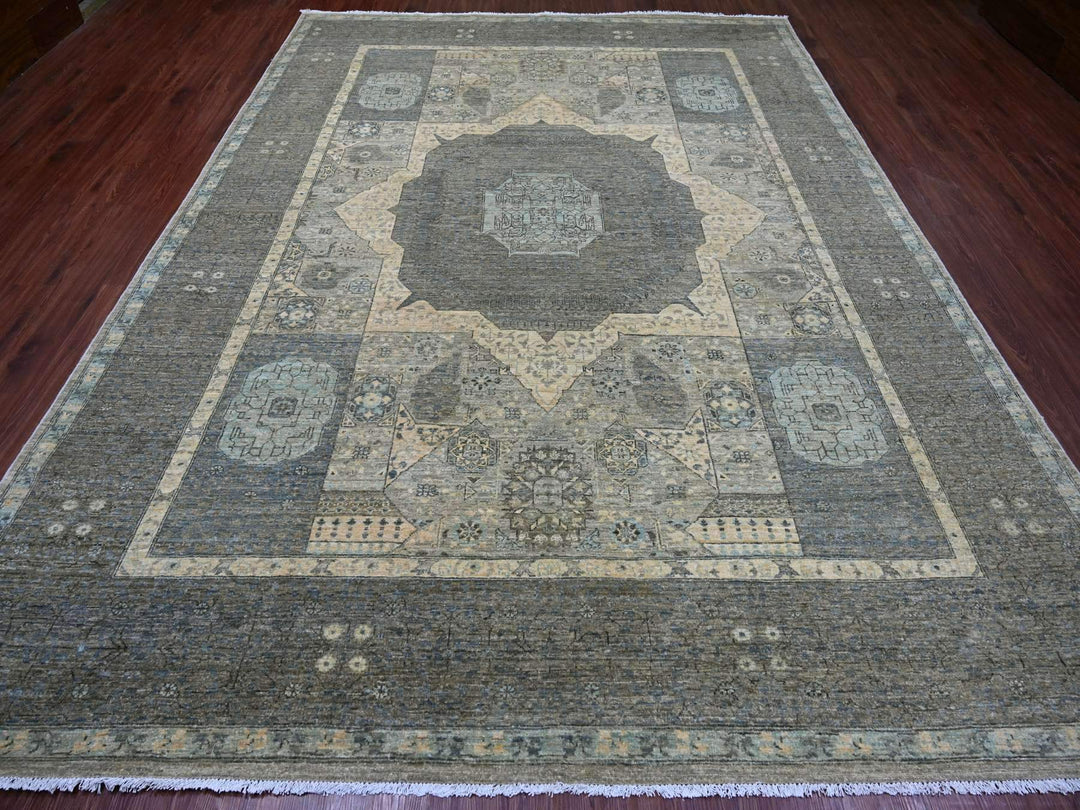 8'10" x 12'3" New Hand Knotted Ivory Wool Rectangle Oriental Rug - MOA10222269