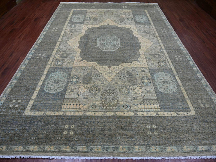 8'10" x 12'3" New Hand Knotted Ivory Wool Rectangle Oriental Rug - MOA10222269