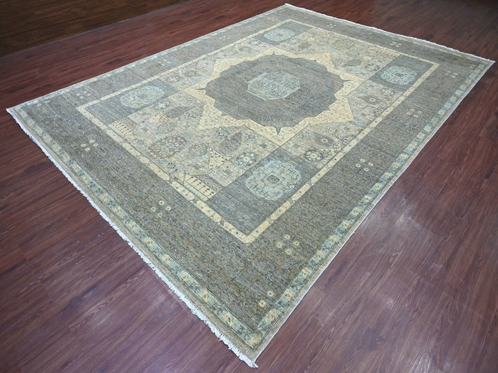 8'10" x 12'3" New Hand Knotted Ivory Wool Rectangle Oriental Rug - MOA10222269