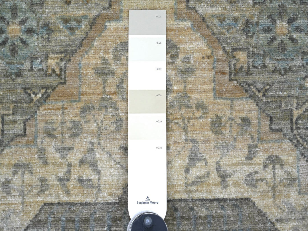 8'10" x 12'3" New Hand Knotted Ivory Wool Rectangle Oriental Rug - MOA10222269