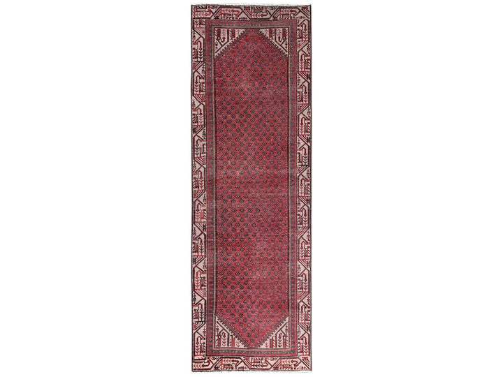 3'0" x 9'5" Vintage Hand Knotted Red Wool Runner Oriental Rug - MOA1022226