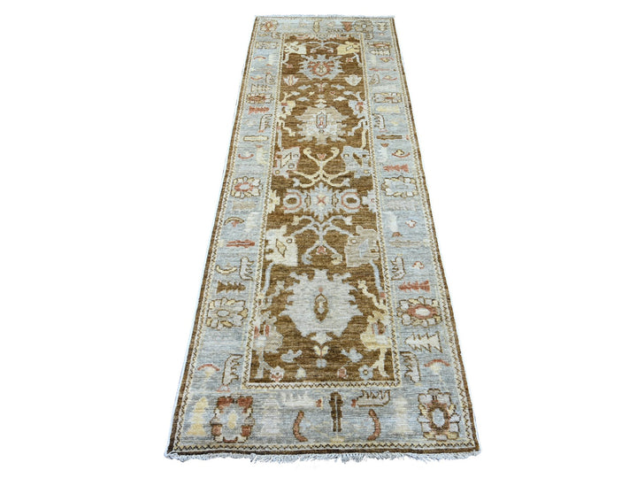 2'9" x 7'11" New Hand Knotted Brown Wool Runner Oriental Rug - MOA10222270