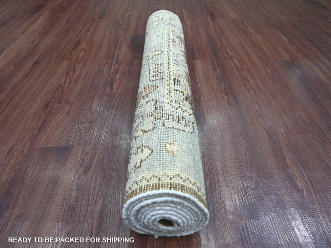 2'9" x 7'11" New Hand Knotted Brown Wool Runner Oriental Rug - MOA10222270