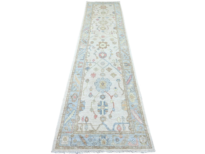 2'11" x 12'8" New Hand Knotted Ivory Wool Runner Oriental Rug - MOA10222272
