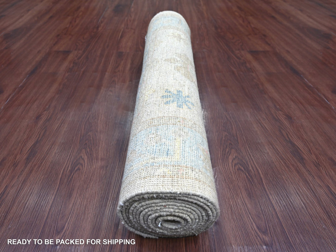 2'11" x 12'8" New Hand Knotted Ivory Wool Runner Oriental Rug - MOA10222272