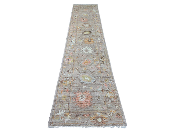 2'8" x 14'2" New Hand Knotted Brown Wool Runner Oriental Rug - MOA10222273