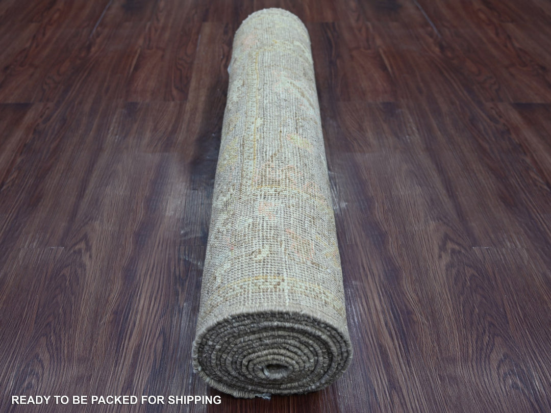 2'8" x 14'2" New Hand Knotted Brown Wool Runner Oriental Rug - MOA10222273