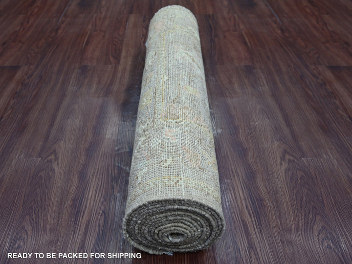 2'8" x 14'2" New Hand Knotted Brown Wool Runner Oriental Rug - MOA10222273