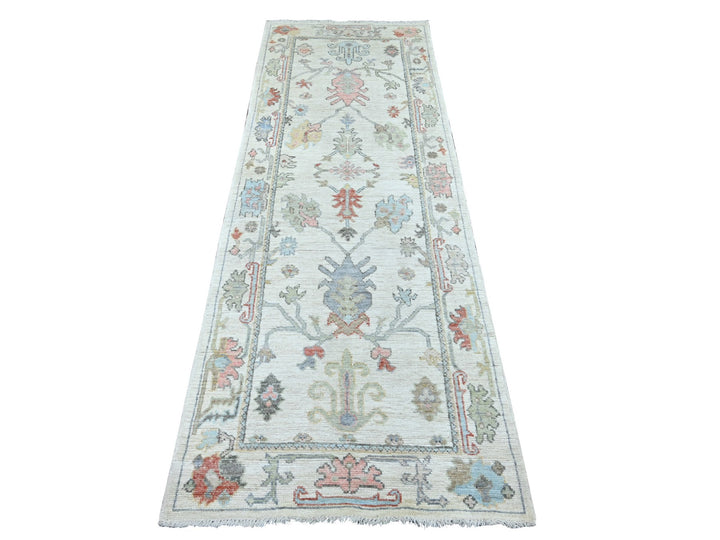 2'9" x 7'8" New Hand Knotted Ivory Wool Runner Oriental Rug - MOA10222274
