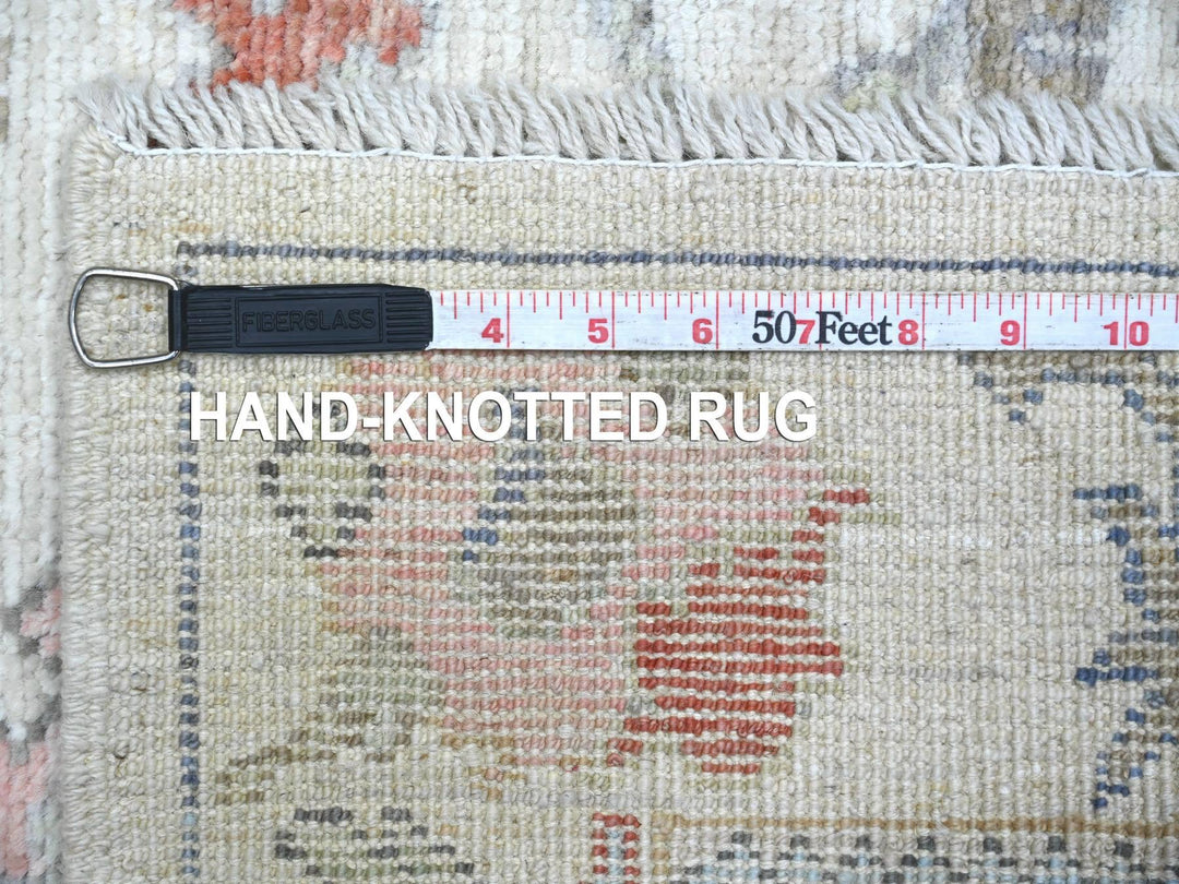 2'9" x 7'8" New Hand Knotted Ivory Wool Runner Oriental Rug - MOA10222274