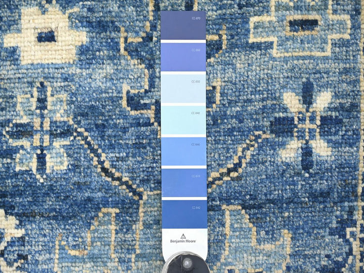 2'9" x 18'11" New Hand Knotted Blue Wool Runner Oriental Rug - MOA10222275