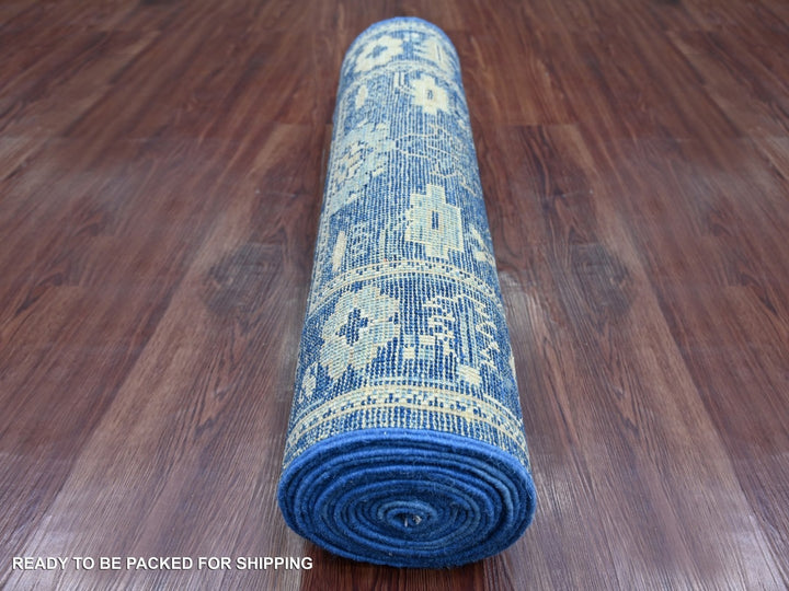 2'9" x 18'11" New Hand Knotted Blue Wool Runner Oriental Rug - MOA10222275