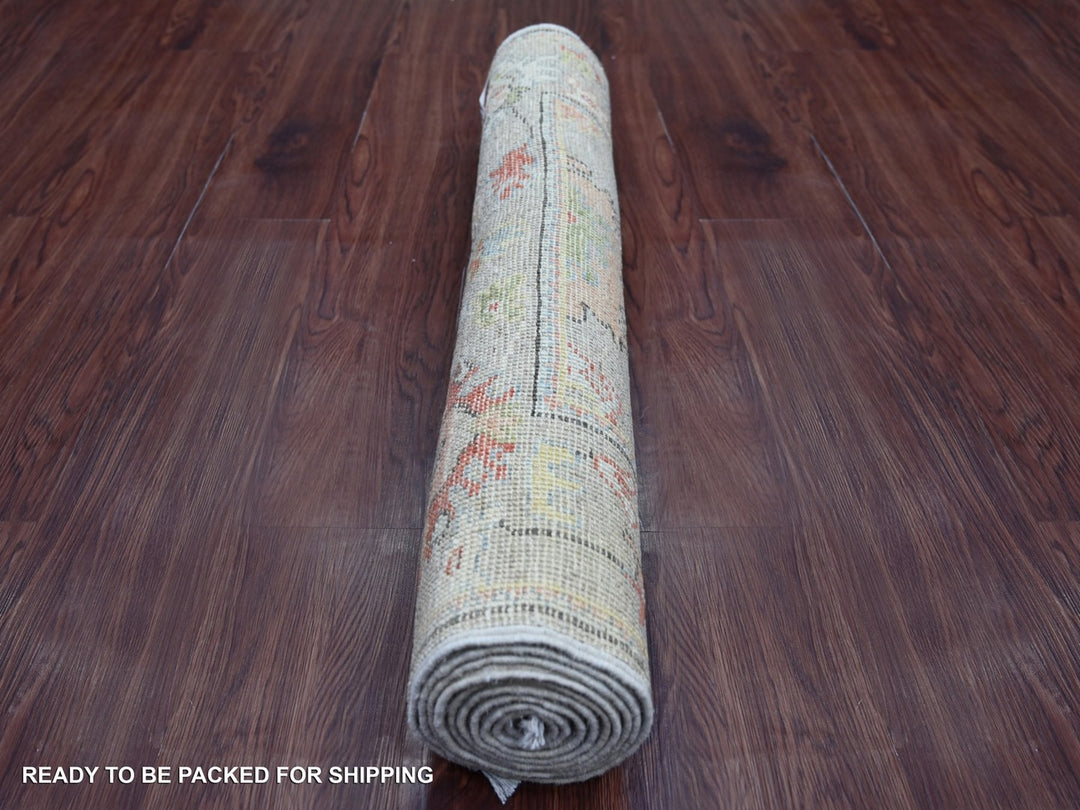 2'9" x 8'2" New Hand Knotted Grey Wool Runner Oriental Rug - MOA10222276