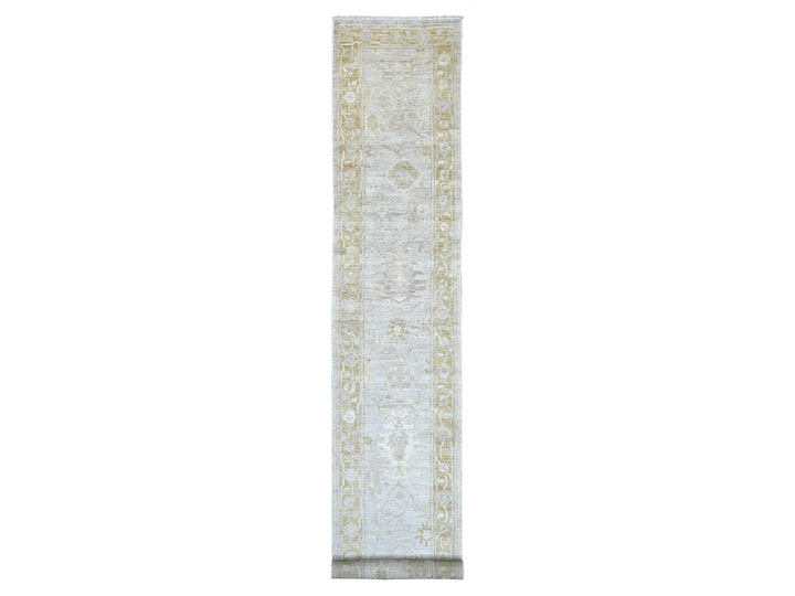 2'8" x 17'4" New Hand Knotted Grey Wool Runner Oriental Rug - MOA10222278