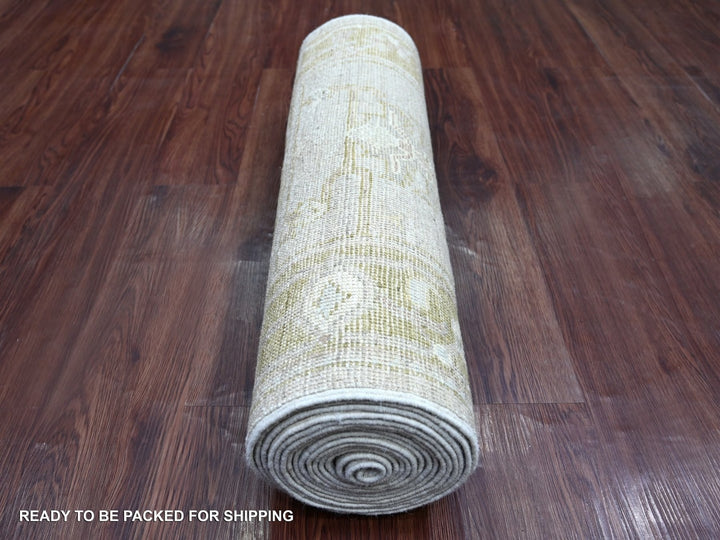 2'8" x 17'4" New Hand Knotted Grey Wool Runner Oriental Rug - MOA10222278
