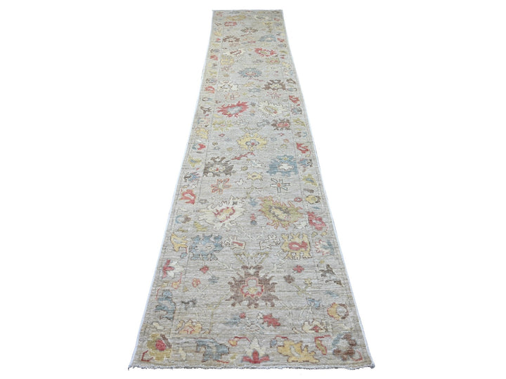 2'11" x 15'3" New Hand Knotted Grey Wool Runner Oriental Rug - MOA10222279