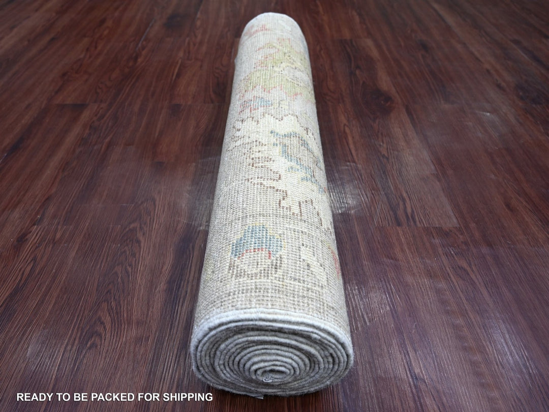 2'11" x 15'3" New Hand Knotted Grey Wool Runner Oriental Rug - MOA10222279
