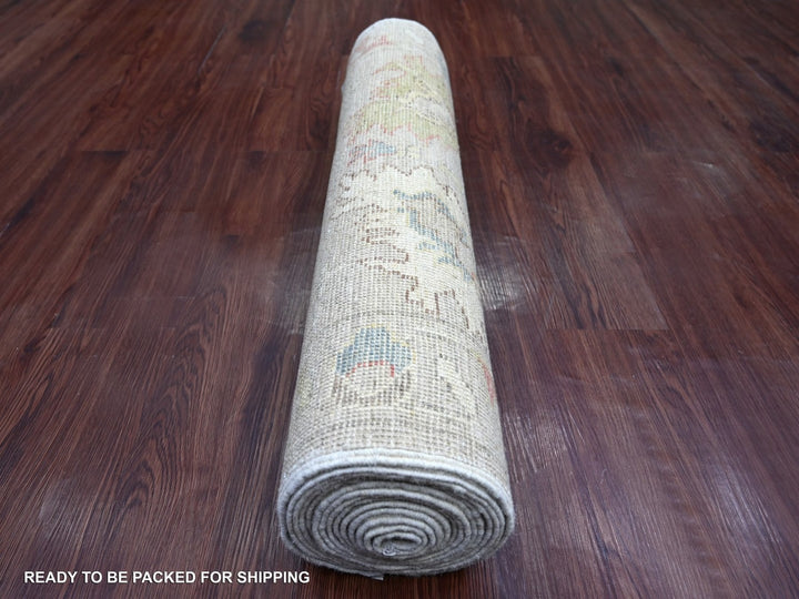 2'11" x 15'3" New Hand Knotted Grey Wool Runner Oriental Rug - MOA10222279