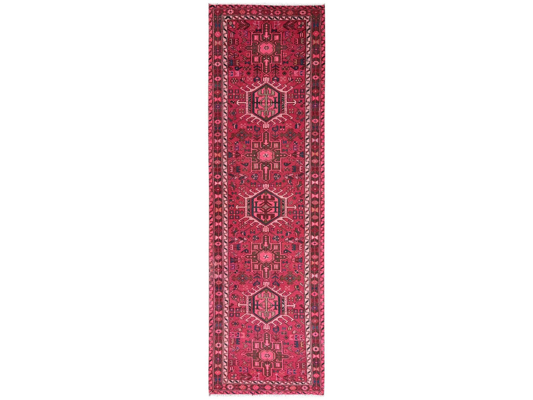 2'10" x 9'8" Vintage Hand Knotted Pink Wool Runner Oriental Rug - MOA1022227