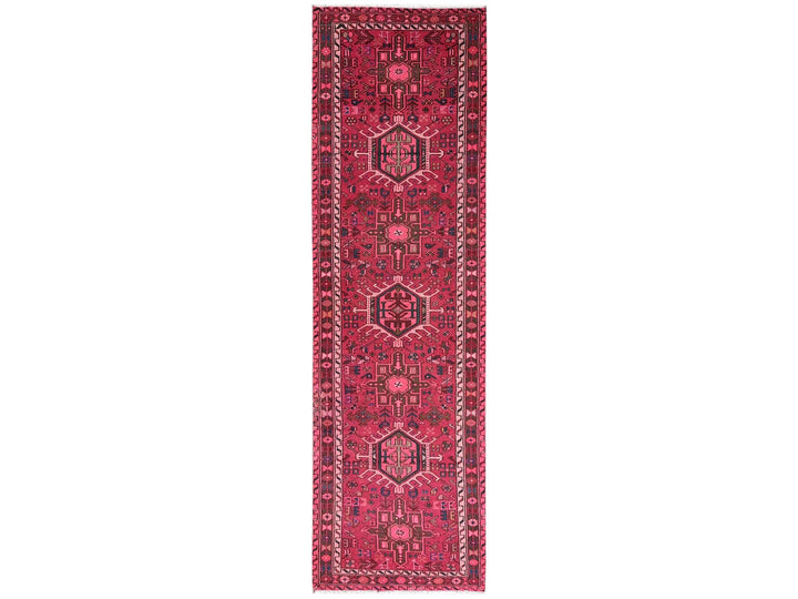 2'10" x 9'8" Vintage Hand Knotted Pink Wool Runner Oriental Rug - MOA1022227