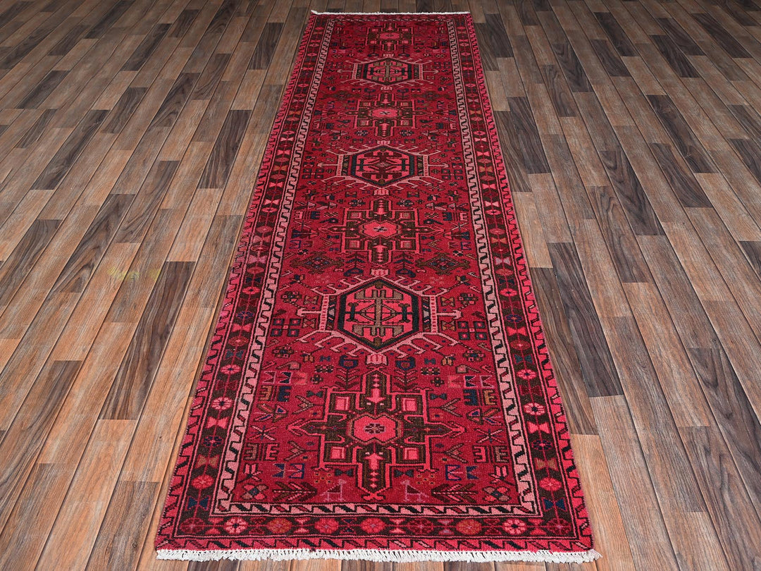2'10" x 9'8" Vintage Hand Knotted Pink Wool Runner Oriental Rug - MOA1022227