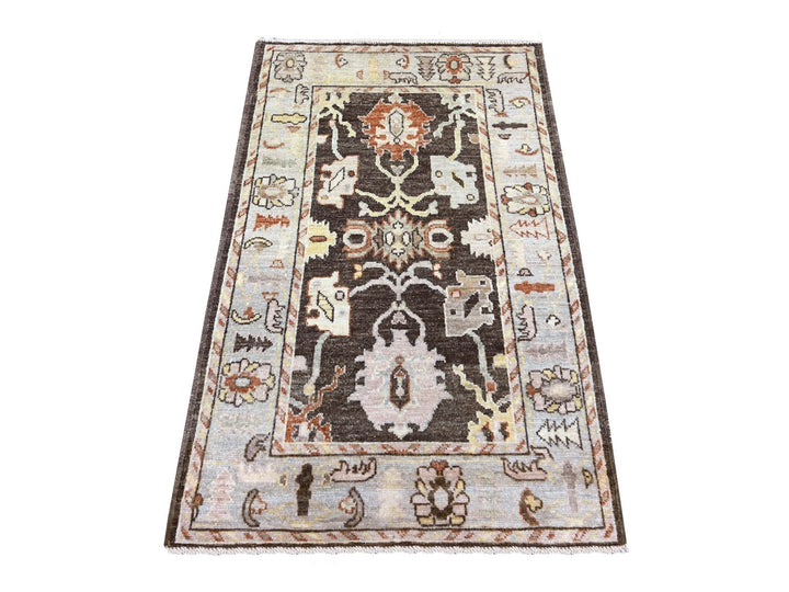 3'1" x 4'10" New Hand Knotted Brown Wool Rectangle Oriental Rug - MOA10222280