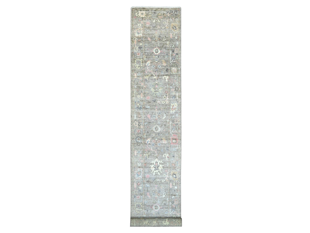 2'10" x 19'7" New Hand Knotted Brown Wool Runner Oriental Rug - MOA10222283
