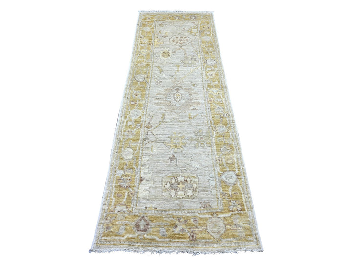 2'8" x 7'10" New Hand Knotted Grey Wool Runner Oriental Rug - MOA10222284