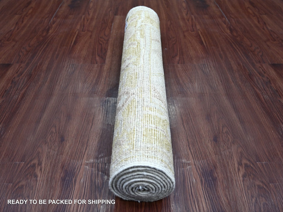 2'8" x 7'10" New Hand Knotted Grey Wool Runner Oriental Rug - MOA10222284