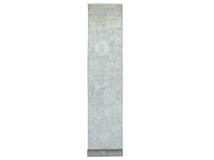 2'8" x 20'3" New Hand Knotted Blue Wool Runner Oriental Rug - MOA10222285