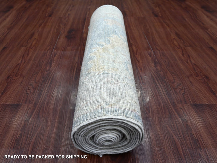 2'8" x 20'3" New Hand Knotted Blue Wool Runner Oriental Rug - MOA10222285