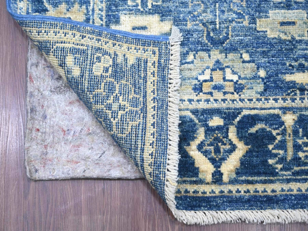 2'8" x 18'11" New Hand Knotted Blue Wool Runner Oriental Rug - MOA10222289
