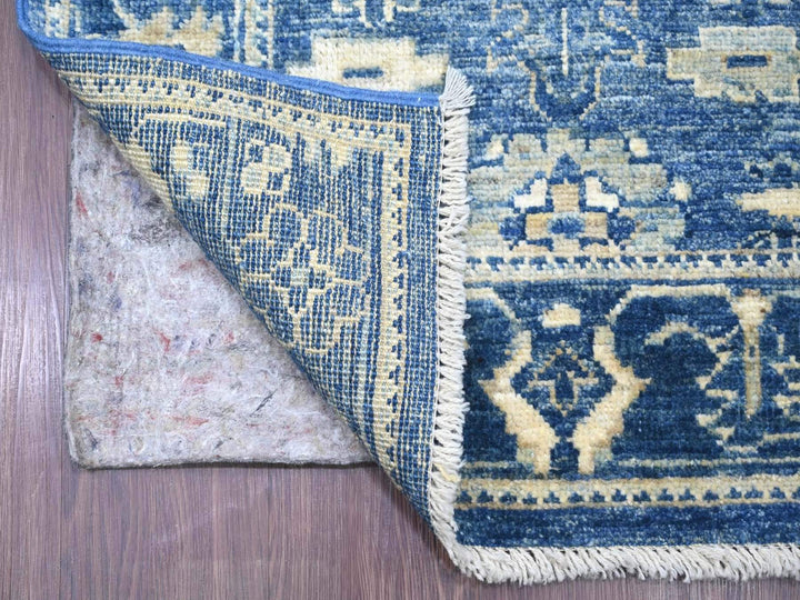 2'8" x 18'11" New Hand Knotted Blue Wool Runner Oriental Rug - MOA10222289