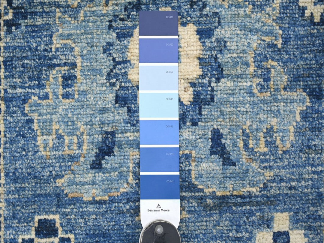 2'8" x 18'11" New Hand Knotted Blue Wool Runner Oriental Rug - MOA10222289
