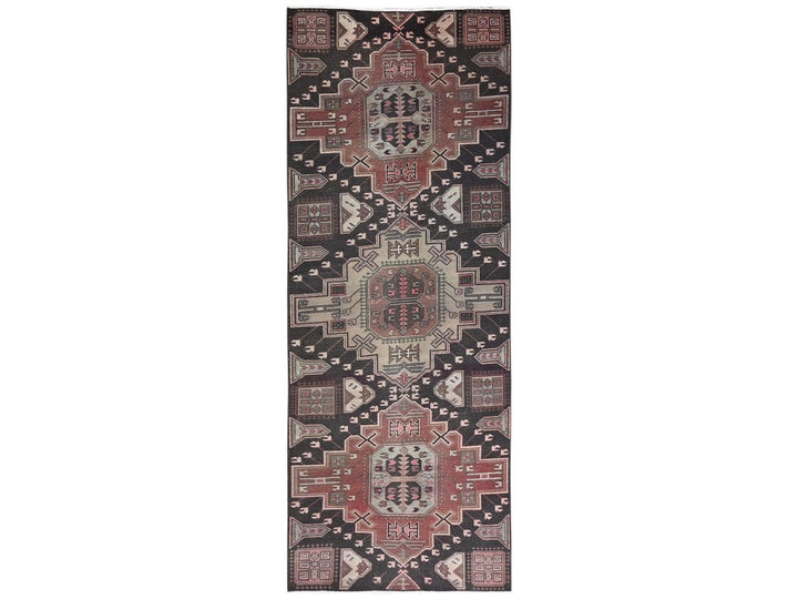 3'3" x 8'7" Vintage Hand Knotted Brown Wool Runner Oriental Rug - MOA1022228