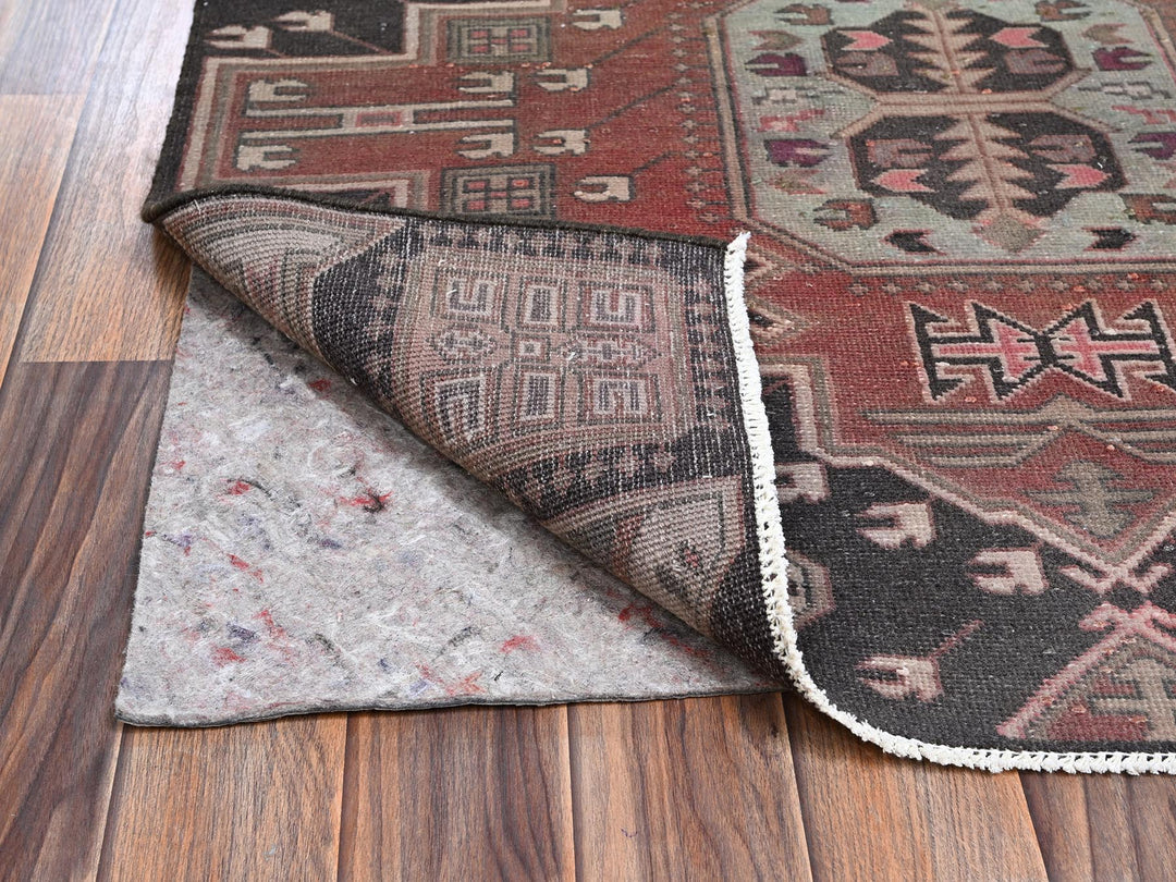 3'3" x 8'7" Vintage Hand Knotted Brown Wool Runner Oriental Rug - MOA1022228
