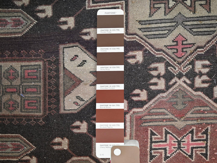 3'3" x 8'7" Vintage Hand Knotted Brown Wool Runner Oriental Rug - MOA1022228