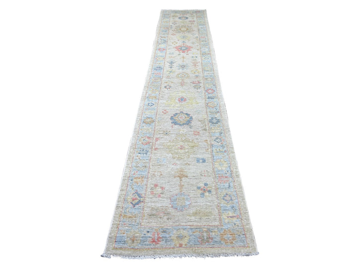 2'8" x 13'10" New Hand Knotted Grey Wool Runner Oriental Rug - MOA10222290