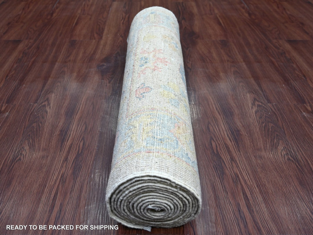 2'8" x 13'10" New Hand Knotted Grey Wool Runner Oriental Rug - MOA10222290